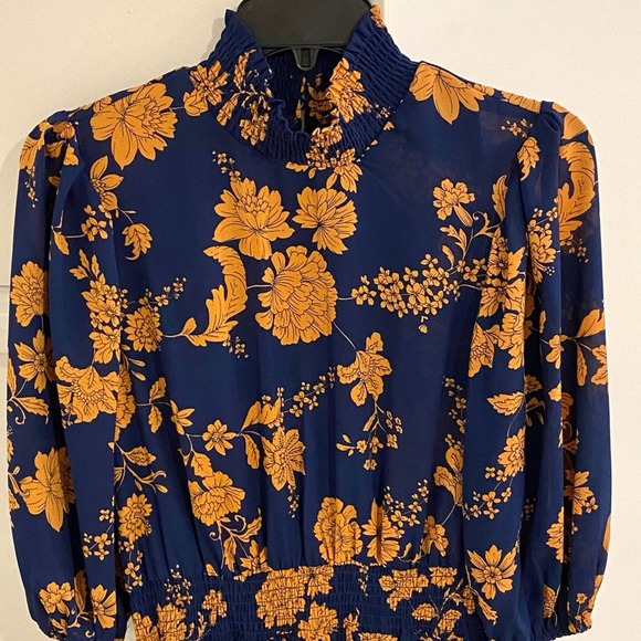 NWT NANETTE Nanette Lepore Smocked 4 Floral-Print Dress - Picture 4 of 16